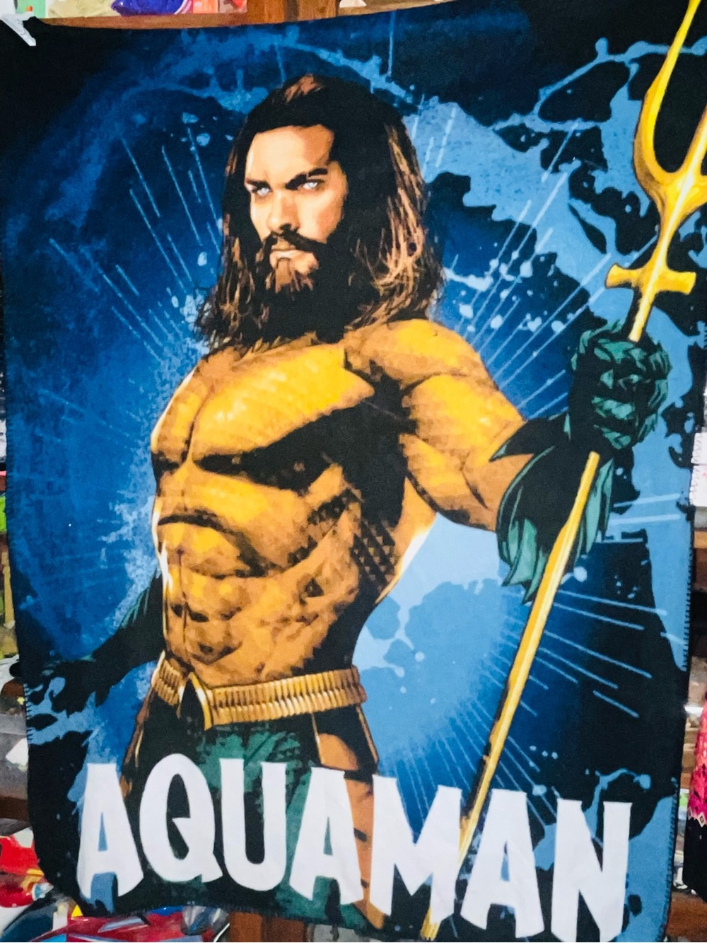 Aquaman Graphic Throw Blanket - Blue & Yellow